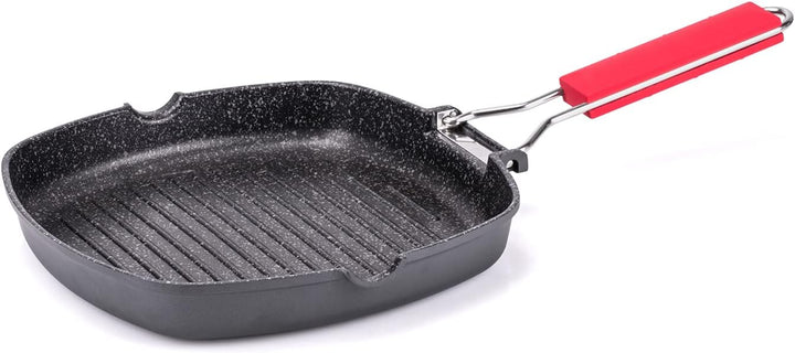 Moneta Grillpfanne 24 x 24 cm Pro Grill mit klappbarem Griff auch für Induktion