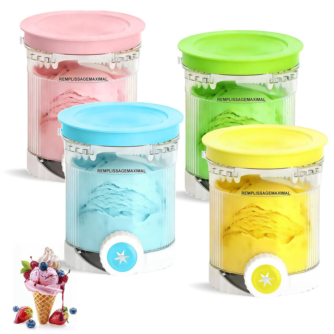Xylota 4 Stück für Ninja Swirl Creami Deluxe Behälter, 480 ml Eisbehälter mit Farbige Deckeln Kompat