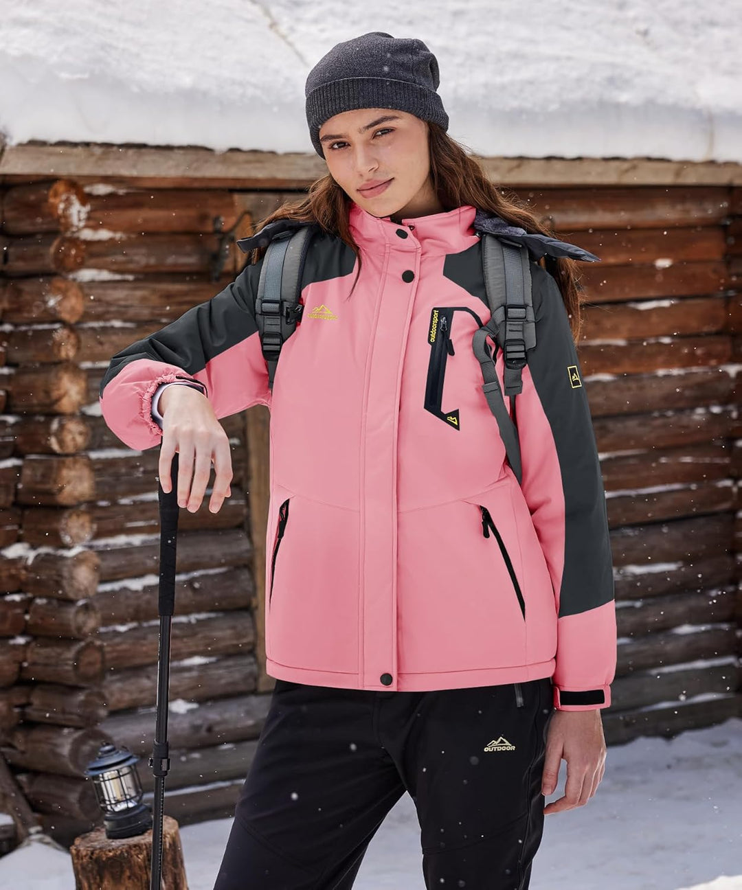 TACVASEN Damen Übergangsjacke Warm Winterjacke Gefüttert Wanderjacke Ski Jacket mit Wasserdichtem Re