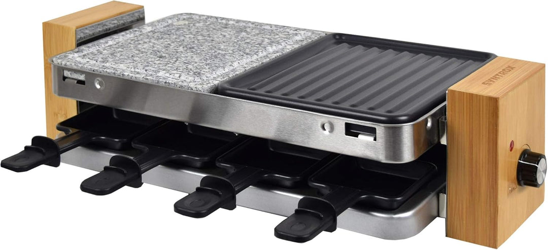 Syntrox Germany RAC-1500WB Lugano Raclette mit 4 Platten mit antihaftbeschichteter Grillplatte und N
