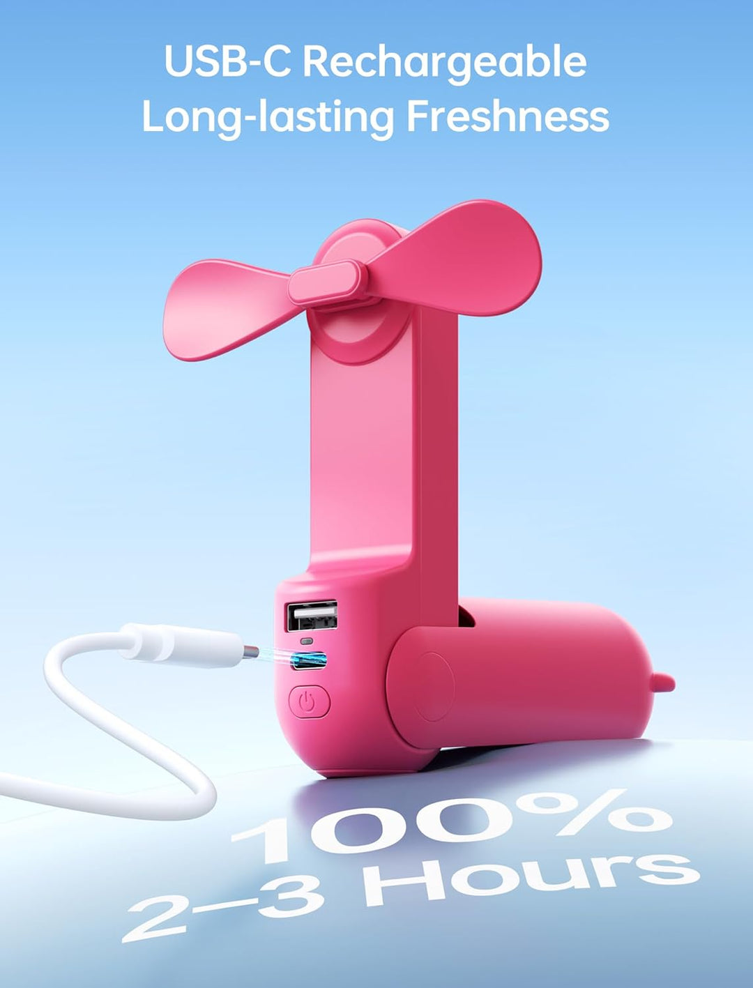 JISULIFE Mini-Handventilator, 3-in-1, wiederaufladbarer USB-Ventilator [12–19 Arbeitsstunden] mit Po