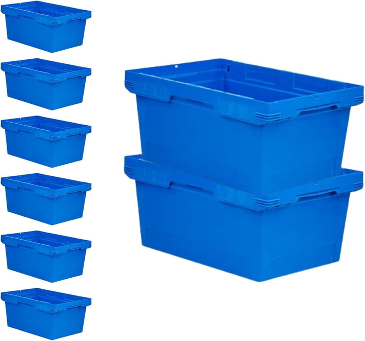PROREGAL SuperSparSet 8x Conical Mehrweg-Stapelbehälter Blau | HxBxT 27,3x40x60cm | 47 Liter | Lager