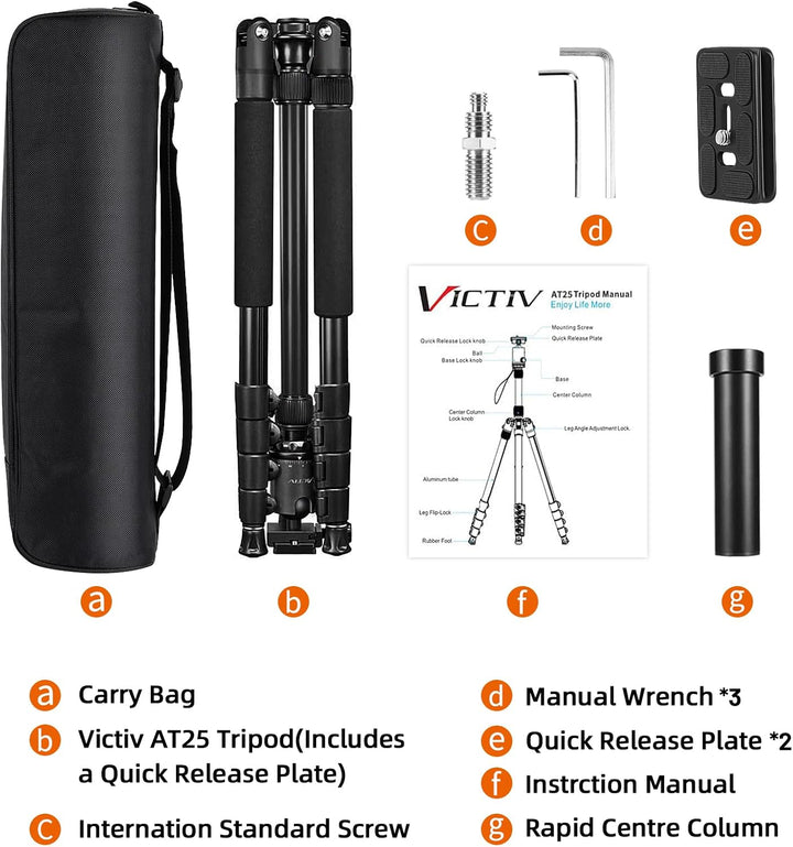 Victiv Kamera Stativ 205cm, Aluminiumlegierung Reisestativ Stativ, Kugelkopf mit 36 mm Ladegewicht 1