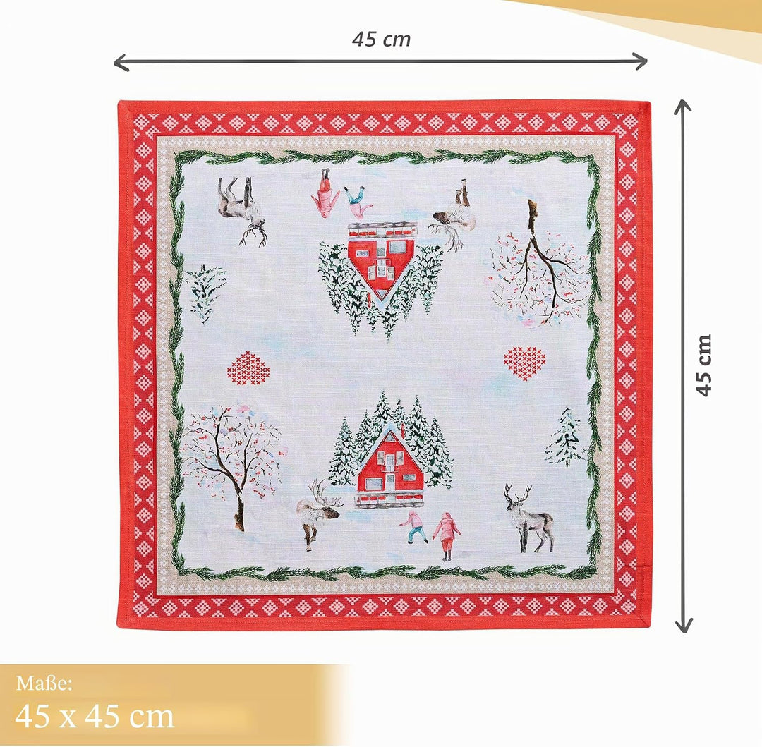 Maison d' Hermine Stoffservietten 4er Set aus 100% Baumwolle Wiederverwendbare Stoffservietten Weihn