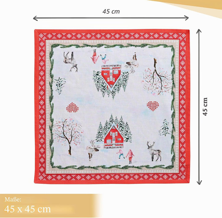 Maison d' Hermine Stoffservietten 4er Set aus 100% Baumwolle Wiederverwendbare Stoffservietten Weihn