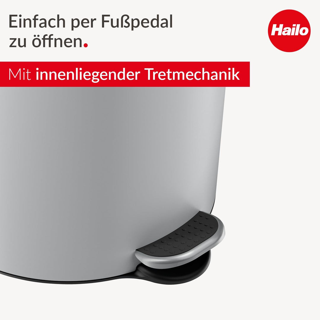 Hailo Selekta Tretmülleimer Soft Close mit Inneneimer, 20 Liter, Grau, Grau