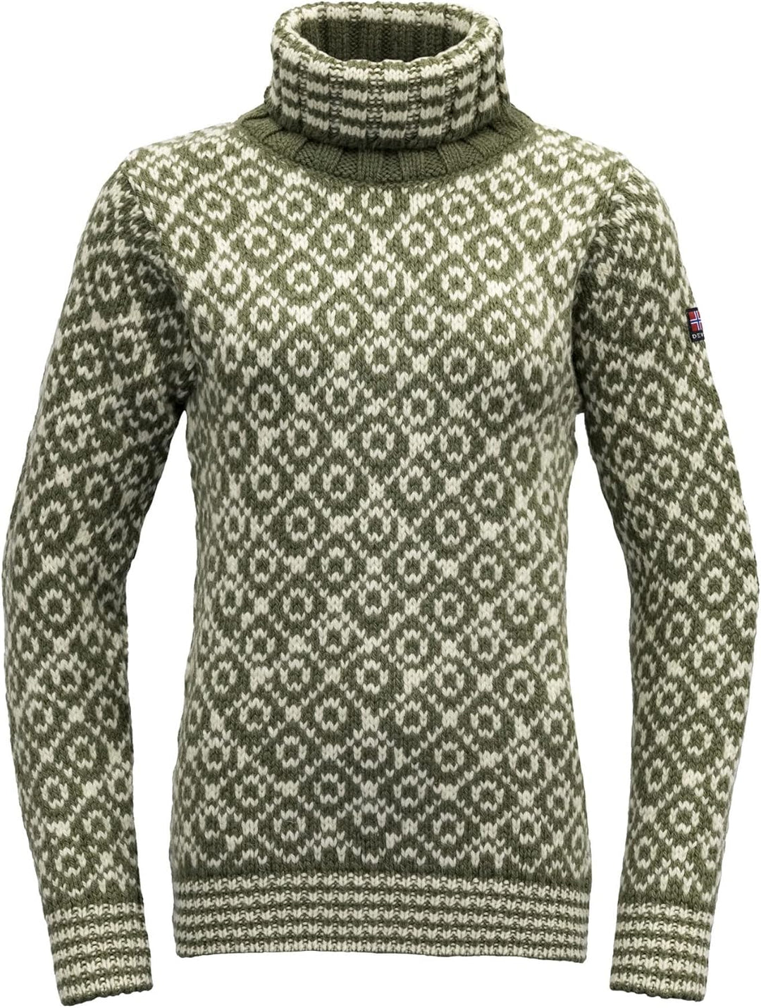 Devold Unisex Svalbard Wool High Neck Tshirt M Olive/Offwhite, M Olive/Offwhite