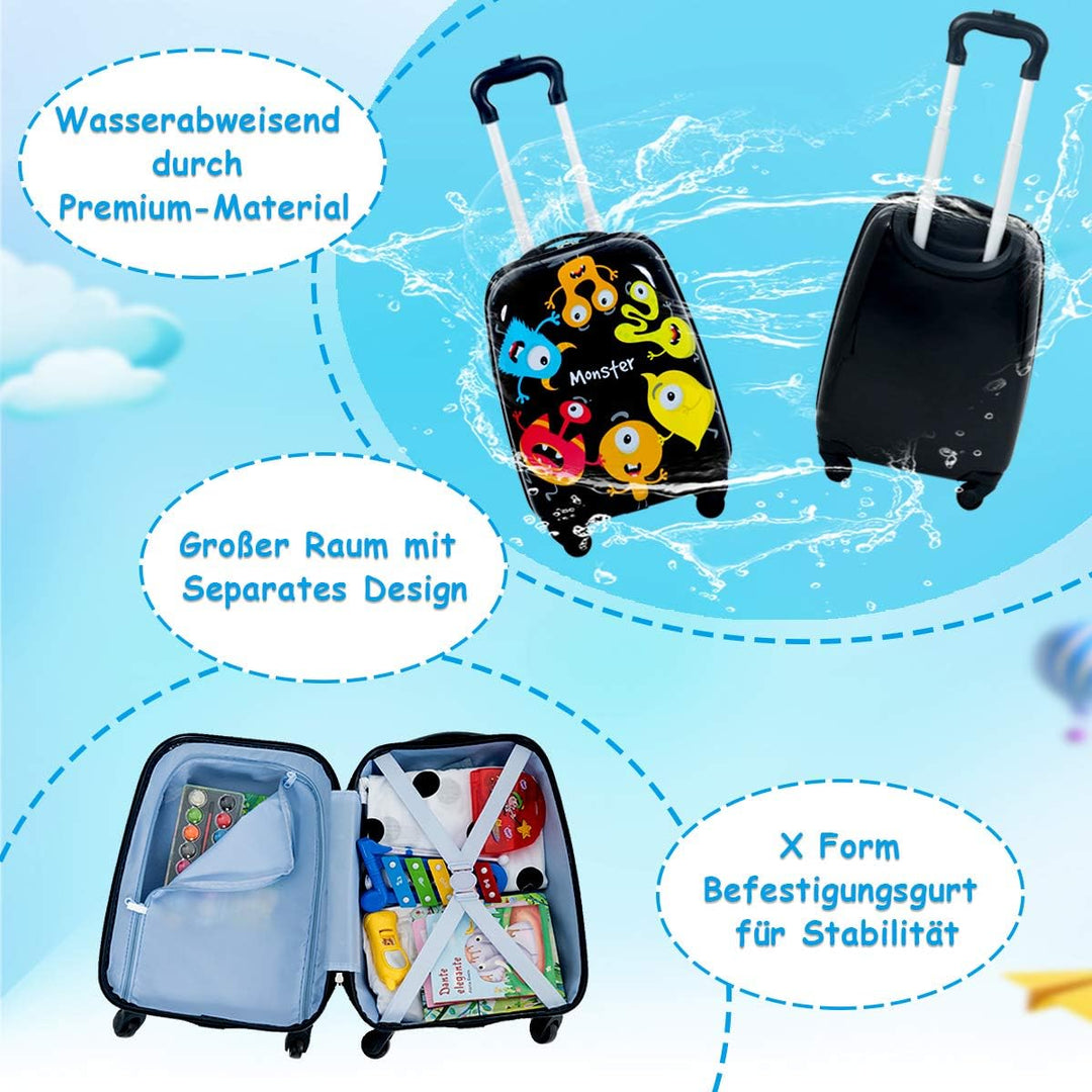 DREAMADE 2 TLG. Kinderkoffer & Rucksack, 16” +12” Kinderkofferset, Kindertrolley Kindergepäck, Handg