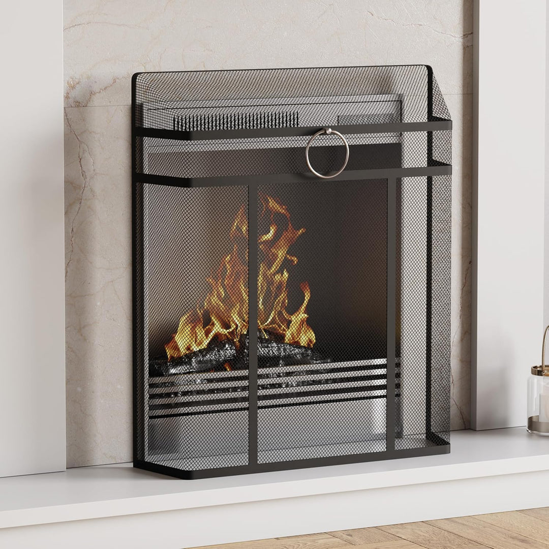 Fire Vida Feuerschutz, Metall, Schwarz/Chrom,