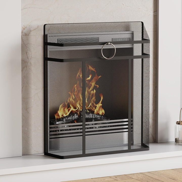 Fire Vida Feuerschutz, Metall, Schwarz/Chrom,