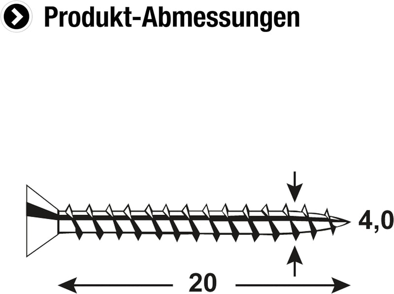 Connex Universalschrauben 4,0 x 20 mm - 1 kg Grosspack - Senkkopf - TX-Antrieb - Vollgewinde - Edels