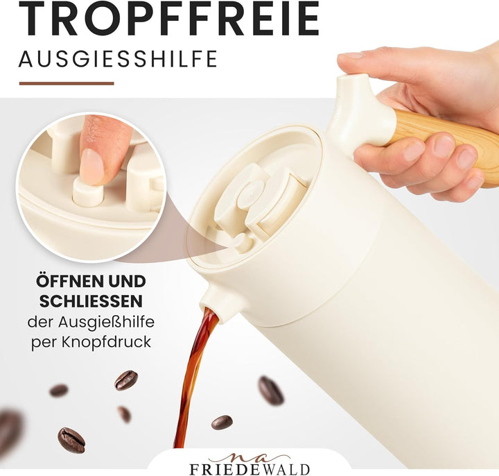 NA FRIEDEWALD French Press | Kaffeebereiter | Französische Kaffeepresse | Coffee Press | 1L Thermo K