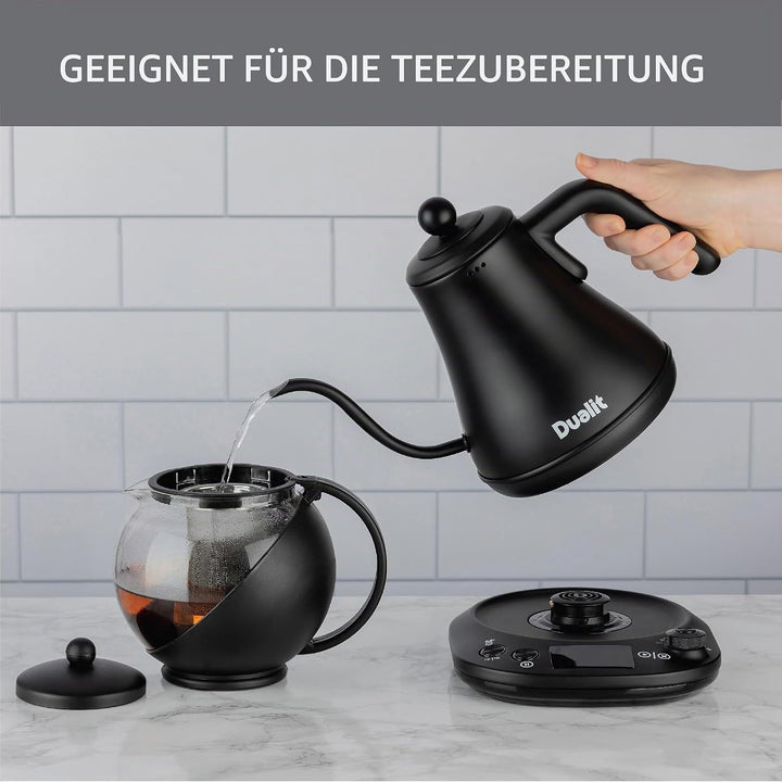 Dualit Wasserkocher Schwanenhals Schnellkochender Electric Kettle (800ml) - Schwarz Matt - Gooseneck