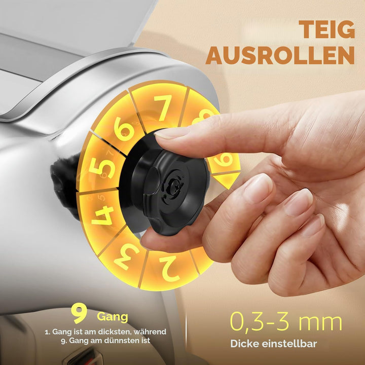 CGOLDENWALL Elektrische Nudelmaschine Frische Edelstahl-Teigausrollmaschine mit 2 Klingen von 1.5 mm