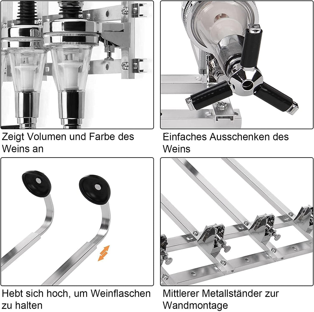 Youyijia 6 Schnapsspender Flaschenhalter Wandmontiert, 6 x 30 ml Bar Butler Getränkehalter für Spiri