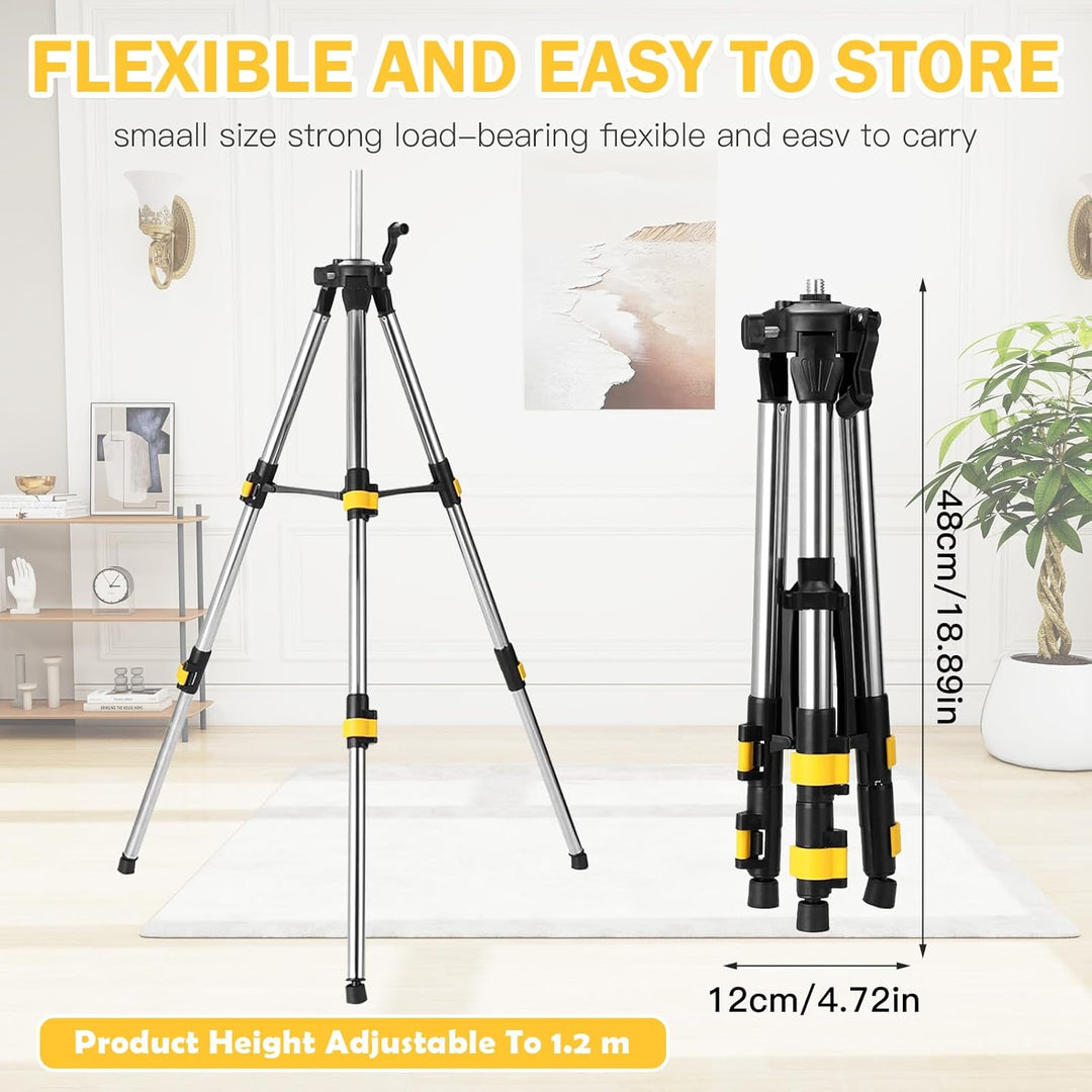 Baustativ für Laser und Nivelliergeräte, 5/8" Gewinde Schnittstelle mit 1/4" Adapter, Edelstahl Trip