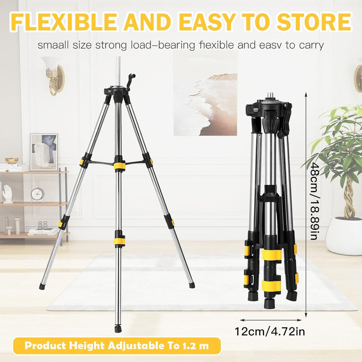 Baustativ für Laser und Nivelliergeräte, 5/8" Gewinde Schnittstelle mit 1/4" Adapter, Edelstahl Trip