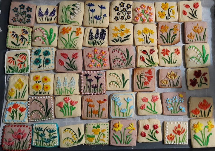 FRÜHLINGSBLUMEN Nudelholz mit Muster - Teigroller Holz Frühling Blumen für DIY hausgemacht Plätzchen
