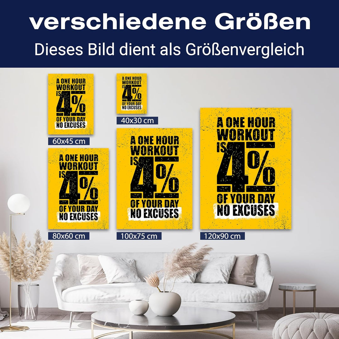 wandmotiv24 Leinwandbild Motivation, Hochformat, one Hour M0066 60L x 45B cm Leinwandbild Motivation