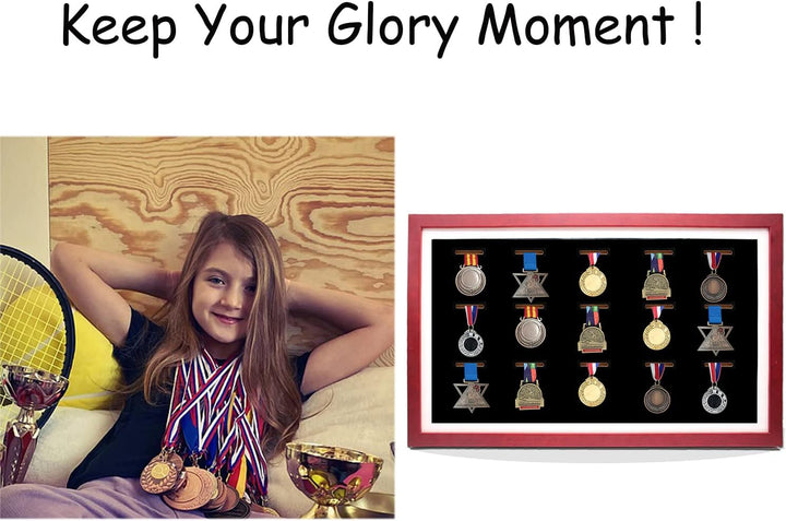 Medaillen-Vitrinen, 15 Medaillen, perfektes Medaillen-Display für Läufer, Marathon, RECE Gewinner, F