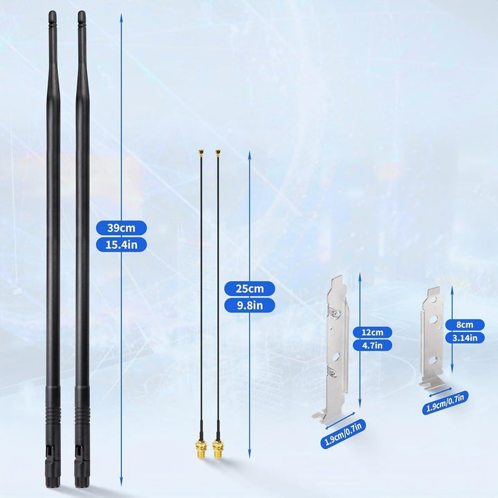 Superbat WLAN Antenne 8dBi 2.4GHz 5.8GHz Dualband RP-SMA Stecker & 25cm U.FL MHF4 auf RPSMA Buchse K