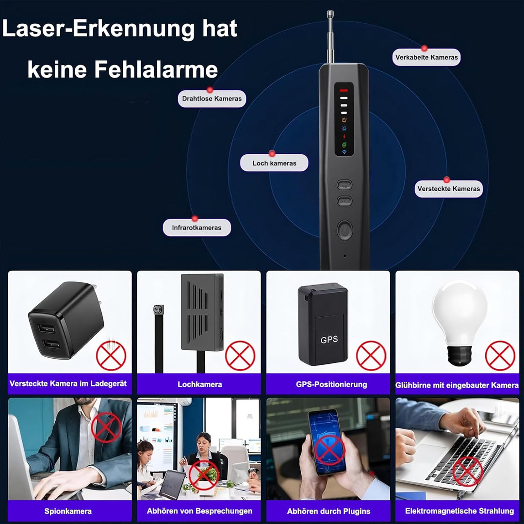 Wanzen Detektor 5 in 1 Versteckte Kamera Detektor RF Wireless Abhörwanzen Aufspüren Finder GPS Track