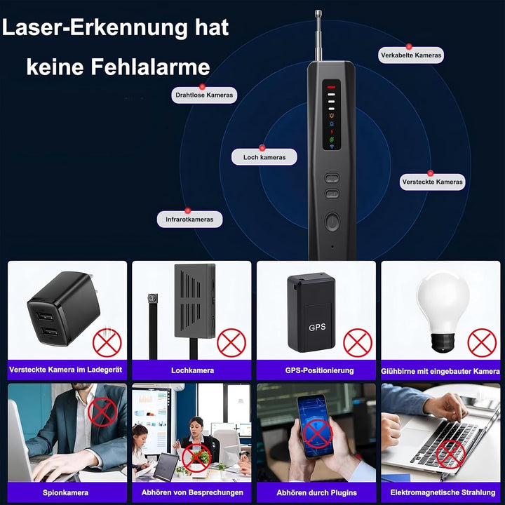 Wanzen Detektor 5 in 1 Versteckte Kamera Detektor RF Wireless Abhörwanzen Aufspüren Finder GPS Track