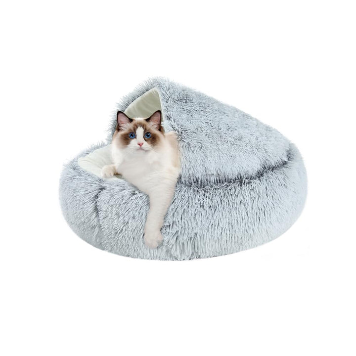 Flauschiges Katzenbett, rund, weiches Plüsch, Kleine Hunde und Katzen Haustierbett Waschbar rutschfe