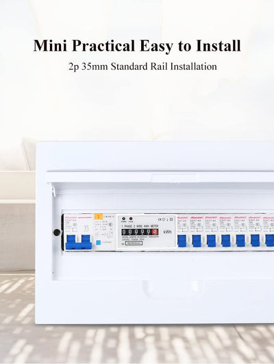 Digitale Stromzähler 1 Phase, AC 220V/230V 10-40A 2 Draht 4P Einphasiger Stromzähler Hutschiene, KWh