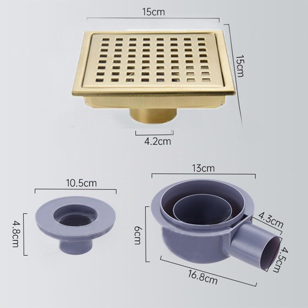 Duschrinne Quadratisch Edelstahl Bodenablauf,15x15cm,Bodenablauf Dusche,Haarfilter 2 in1 Befliesbar