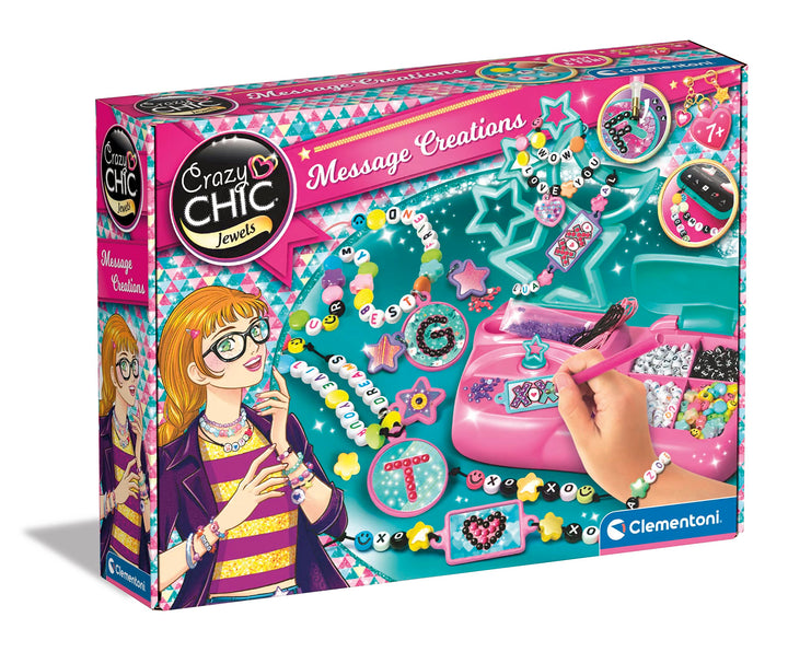 Clementoni - Crazy Chic Lab-Set zur Herstellung von Armbändern, Charms, Halsketten, Kreativspiel für