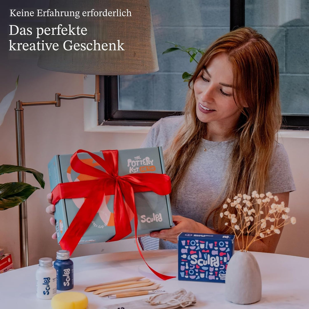 Sculpd – Das originale Töpfer-Set, Komplettes lufttrocknendes Ton-Set für Erwachsene, inklusive Mode