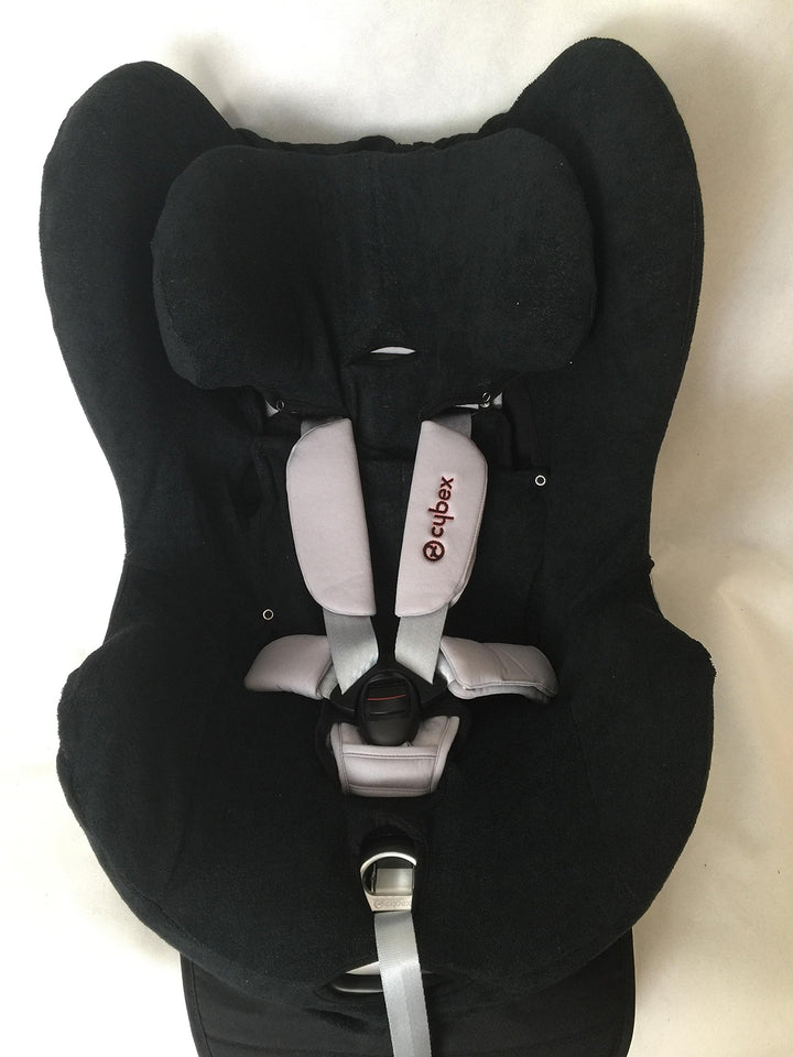 Sommerbezug Schonbezug für Cybex Sirona und Sirona plus Frottee 100% Baumwolle schwarz + Bezug für d
