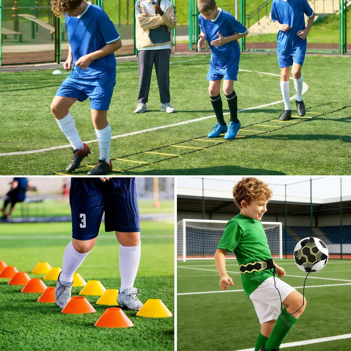 Fussball Training Set mit 6m Agility Leiter & 12 Hütchen – Koordinationstraining für Jugendliche und