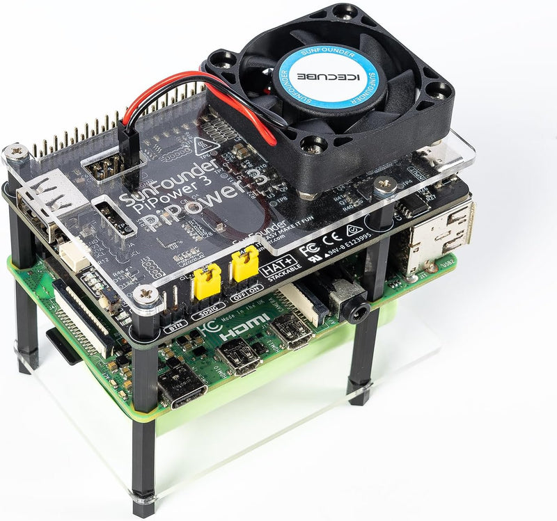 SunFounder Raspberry Pi 4 UPS Stromversorgung, Acrylgehäuse, Schutz des Raspberry Pi und der Daten,