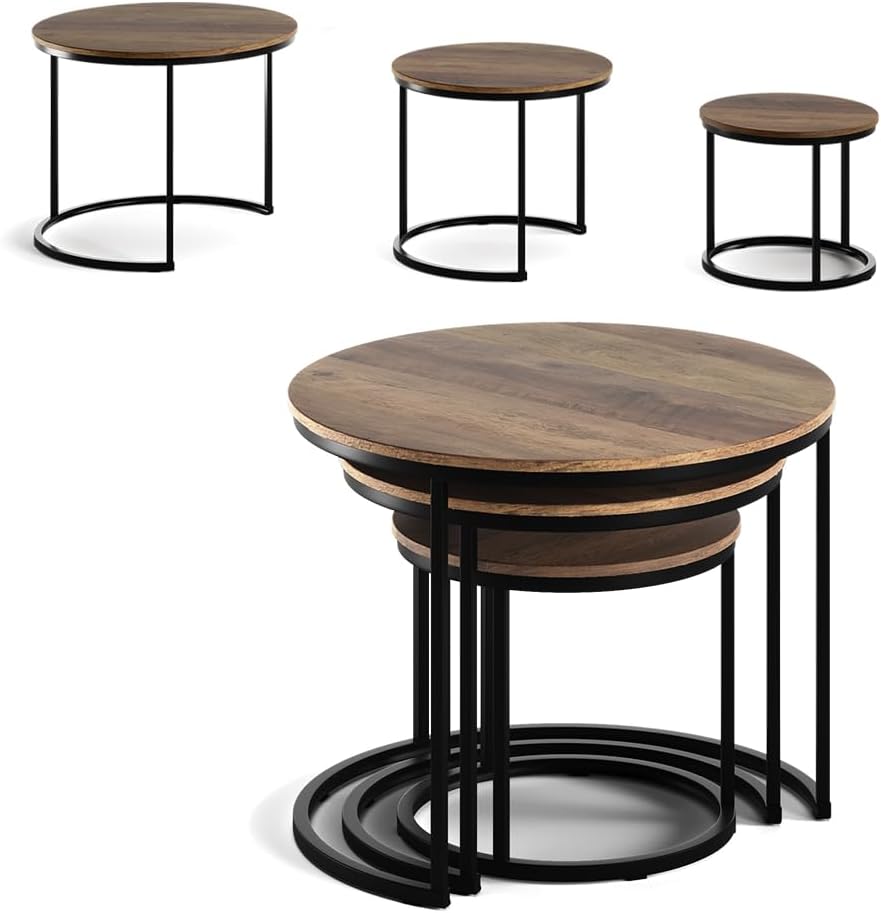 Vicco Couchtisch-Set Montreal, Holz, 55 x 55 cm 3 Teile Holz 3er Set, Holz 3er Set
