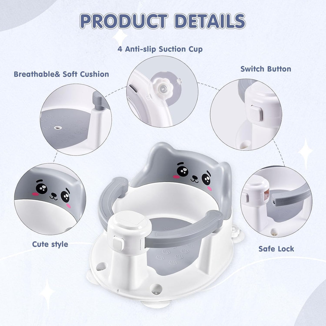 Badewannensitz Baby ab 6 Monate, Badesitz Baby Badewanne Sitz, Rutschfester badesitz baby mit 4 Saug