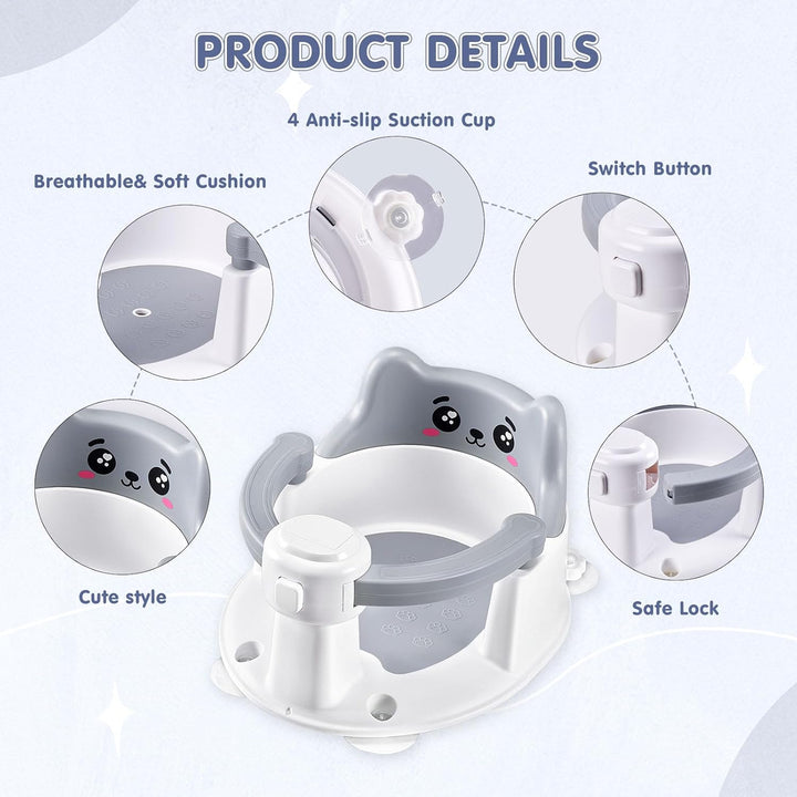 Badewannensitz Baby ab 6 Monate, Badesitz Baby Badewanne Sitz, Rutschfester badesitz baby mit 4 Saug