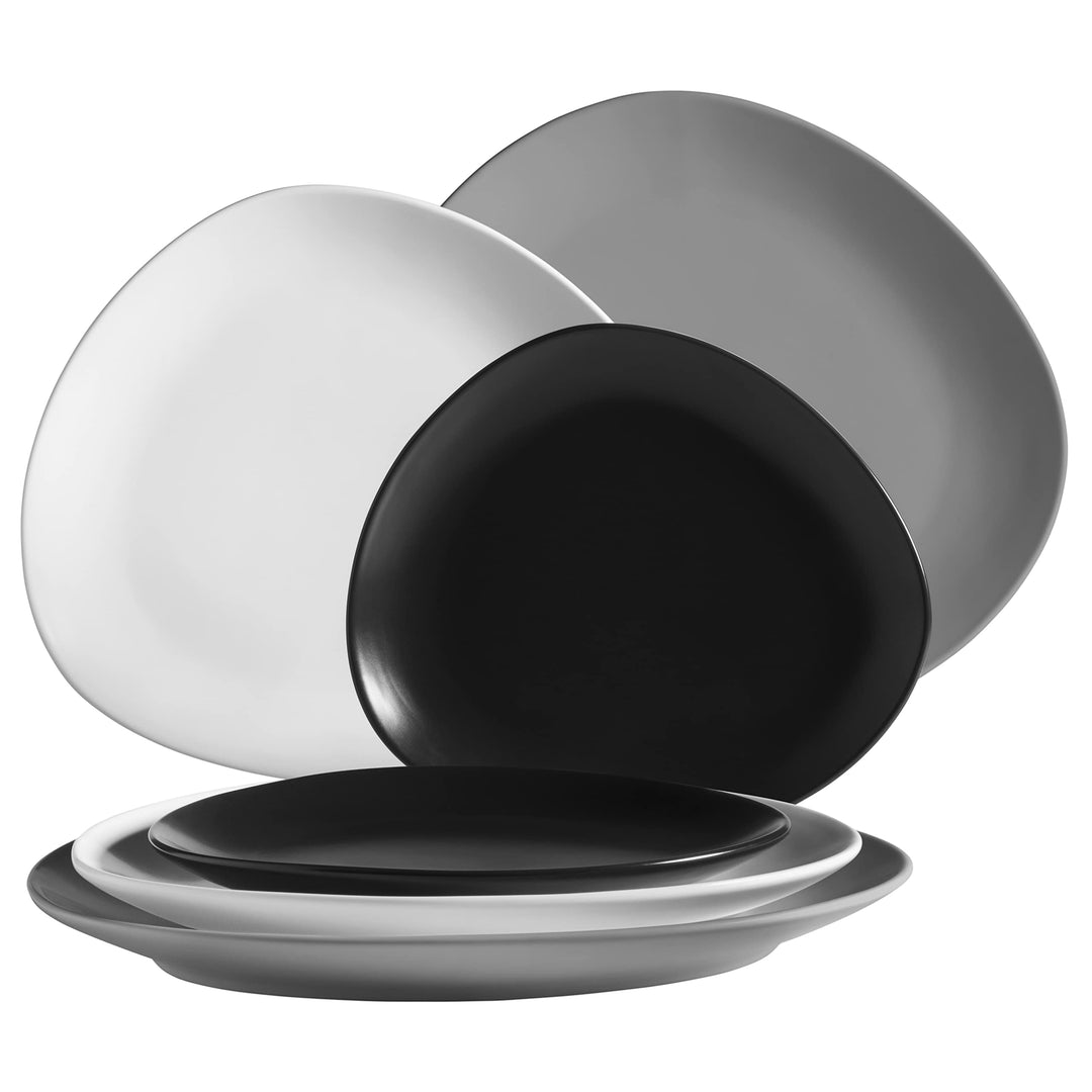 Mäser Tellerset, Keramik GLENDALE, 26 centimeters, Schwarz / Weiss / Grau Teller-Set Flach, Teller-S