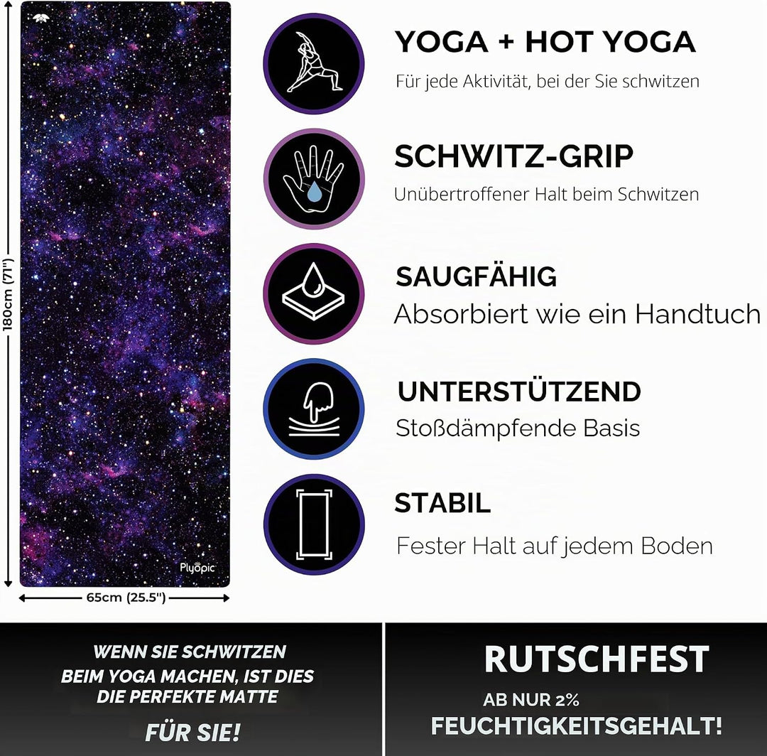 Plyopic All-In-One Yoga-Matte – Rutschfest auch bei Schweiss | Premium Matte mit Sweat-Grip Oberfläc