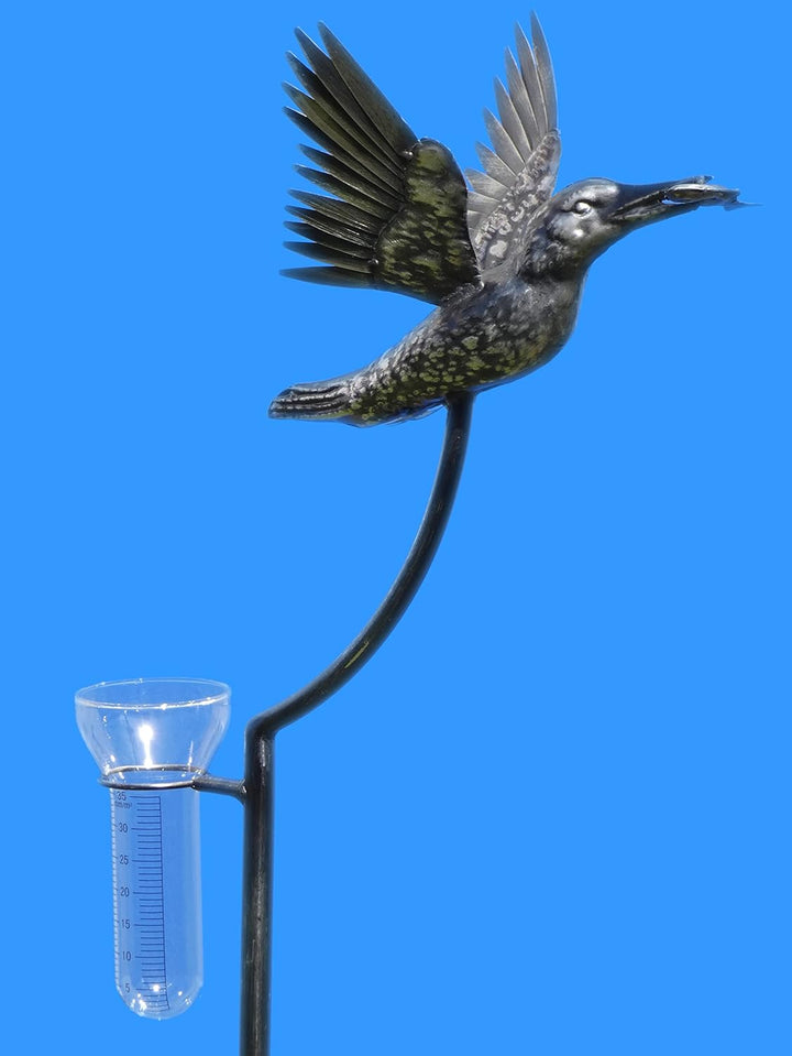 Pommerntraum ® | Edelstahl Regenmesser Niederschlagsmesser Pluviometer Vogel hochwertige Gartendeko