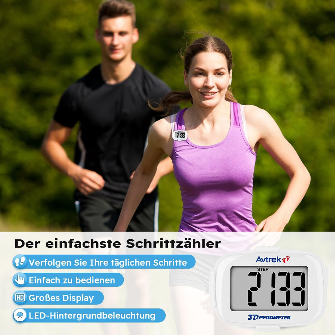 AVTREK Präziser 3D-Schrittzähler Mini-Schrittzähler für Walking oder Laufen im Freien Wanderaktivitä