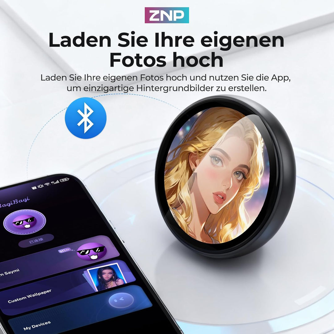 ZNP Digital Badge, KI-Companion-Abzeichen Tragbarer Bluetooth-Übersetzer Übersetzungsgerät für 60 Sp