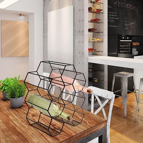 Home Deco Factory KA3041 Weinregal, schwarzes Metallgeflecht, Aufbewahrung für 9 Flaschen, Einheitsg