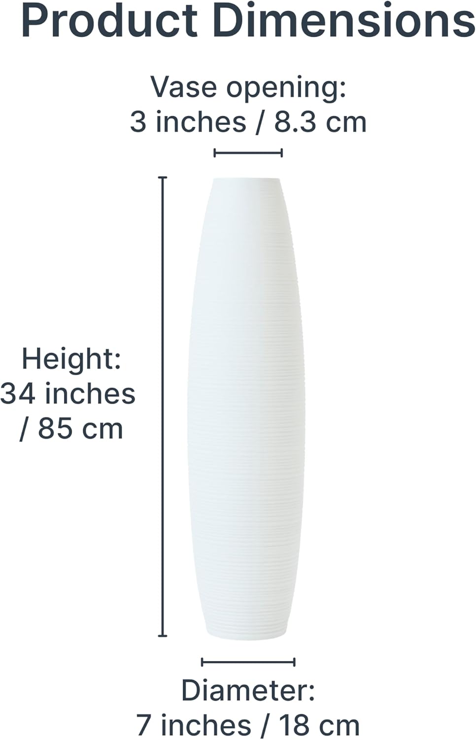 Leewadee Grosse Bodenvase für Dekozweige hohe Standvase Design Holzvase, Holz, 90 cm, Weiss 90 cm We