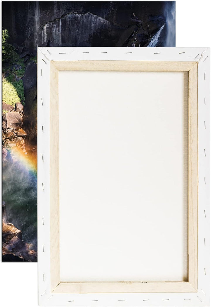 deyoli Regenbogen am Wasserfall Format: 120x80 als Leinwandbild, Motiv fertig gerahmt auf Echtholzra