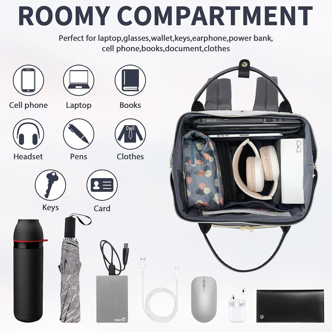 VANKEAN 15.6 Zoll Laptop-Rucksack für Damen – Herren,Beige-Grau | Computer Arbeitstasche, Grosse Kap