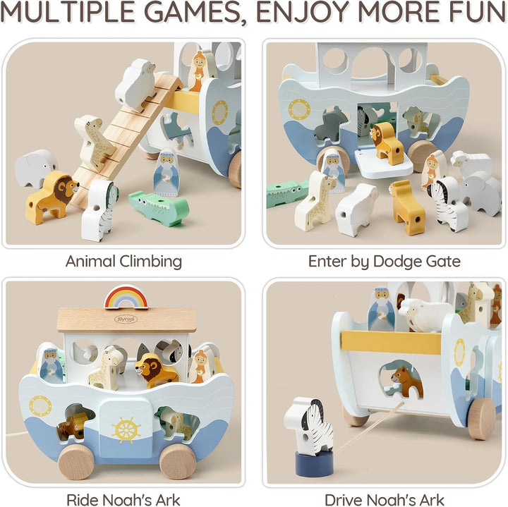 Joyreal Arche Noah Holz - Taufgeschenke für Mädchen Jungen Kinder, Geschenk Taufe, Montessori Spielz