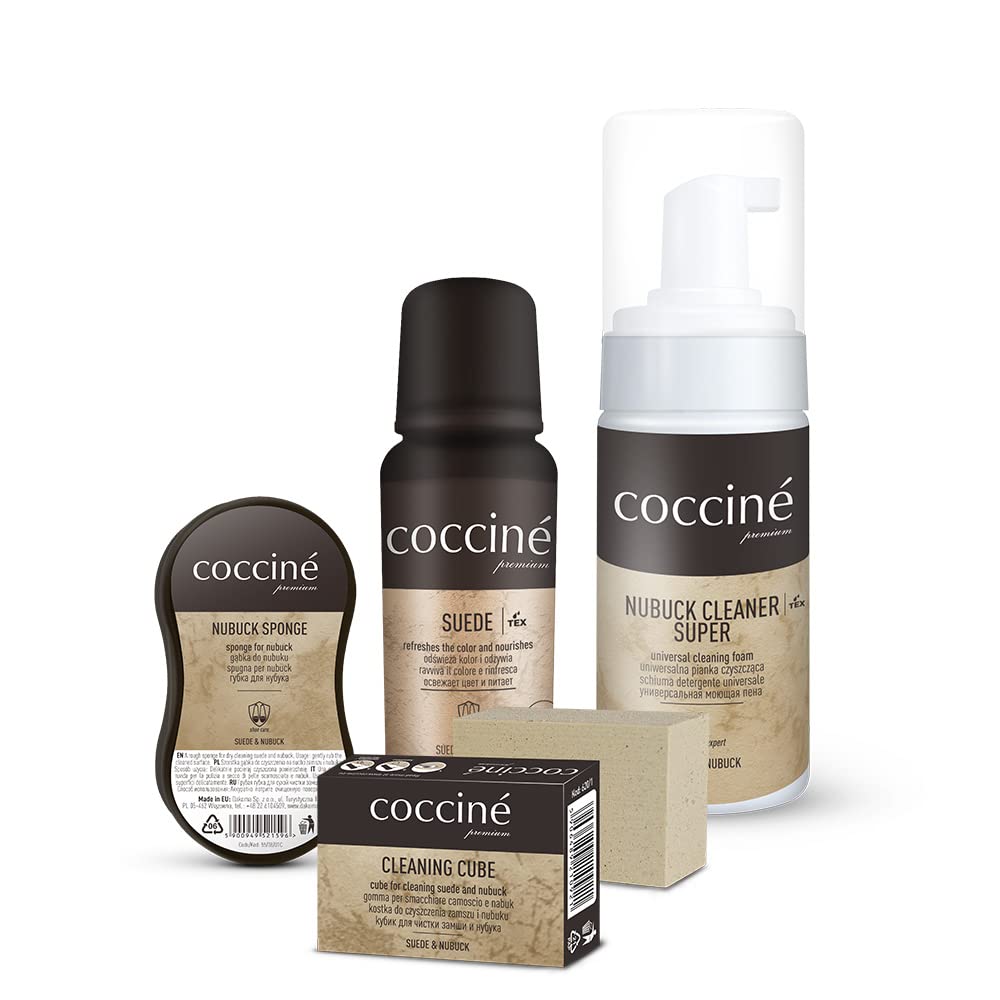 Cocciné - Schuhpflege-Set I 4-in-1-Pflegeset I Pflegt Schuhe aus Wildleder, Nubuk und TEX-Membranen