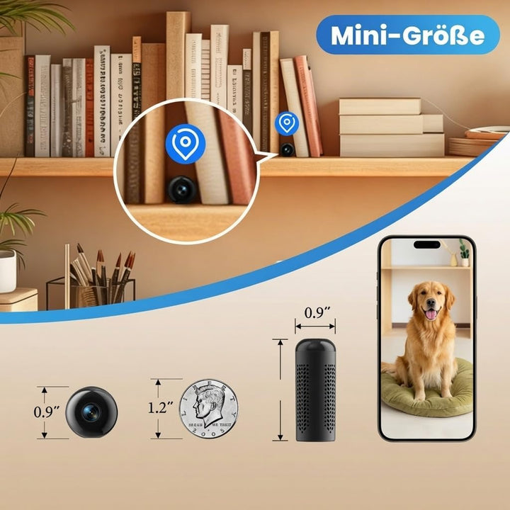 Mini Kamera 5G WLAN, Überwachungskamera mit Kostenlosem Cloud-Speicher, Offline-Aufnahme auf SD-Kart